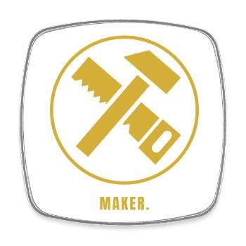 MAKER. Édition Succès | Conception d’artisanat en or - Magnet carré - blanc - Devant