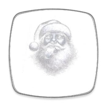 Schwarzweiß Santa Zunge - Viereckiger Kühlschrankmagnet - Weiß - Vorne