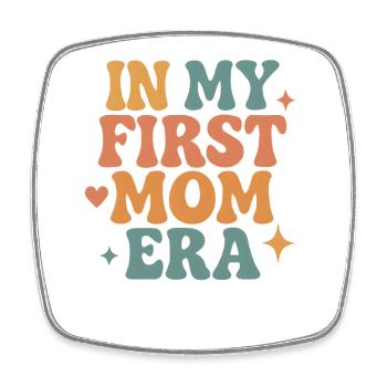 First Mother's Day Mom Gift Idea Family Groovy - Square fridge magnet - white - Front