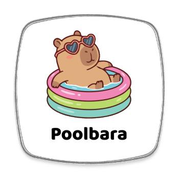 Bärchen/Capybara im Planschring mit Sonnenbrille - Viereckiger Kühlschrankmagnet - Weiß - Vorne