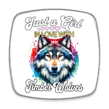 Gray Wolf Girl Timber Wolf - Square fridge magnet - white - Front