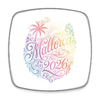 Palmier coloré de Majorque 2026 - Magnet carré - blanc - Devant