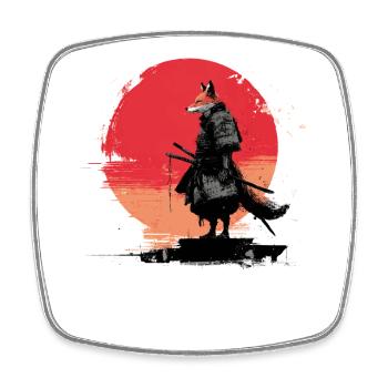 Fox Samurai at Sunset - Square fridge magnet - white - Front