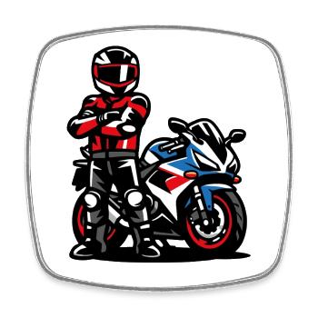 Biker and sports bike design racing - Square fridge magnet - white - Front