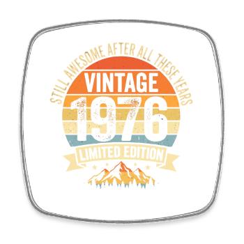 Jahrgang 1976 Retro Geburtstags Design  - Viereckiger Kühlschrankmagnet - Weiß - Vorne