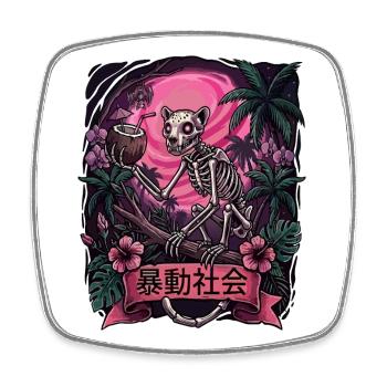 Tropical Skeleton Sunset - Square fridge magnet - white - Front