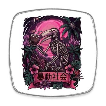Neon Jungle Skeleton Parrot - Square fridge magnet - white - Front