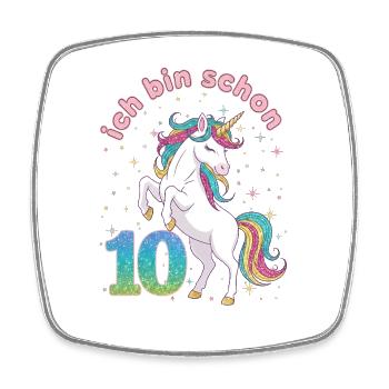 10. Geburtstag Einhorn Mädchen Ich bin schon 10 - Viereckiger Kühlschrankmagnet - Weiß - Vorne