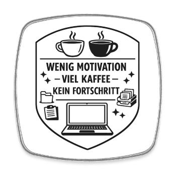 Kaffee gegen Fortschritt - Viereckiger Kühlschrankmagnet - Weiß - Vorne