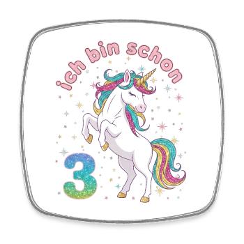 3rd Birthday Unicorn Girl I'm already 3 - Square fridge magnet - white - Front