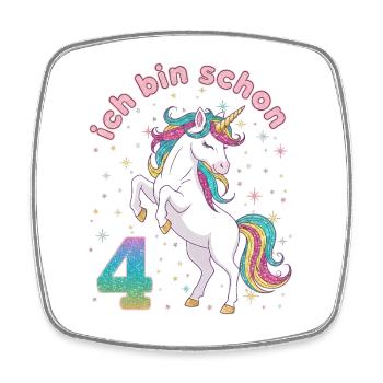 4. Geburtstag Einhorn Mädchen Ich bin schon 4 - Viereckiger Kühlschrankmagnet - Weiß - Vorne