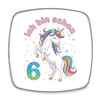 6th Birthday Unicorn Girl I'm already 6 - Square fridge magnet - white - Front