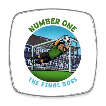Nummber One Finalboss: Torwart - Viereckiger Kühlschrankmagnet - Weiß - Vorne