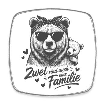 Mama Bär & Kind Baby - Zwei sind auch eine Familie - Viereckiger Kühlschrankmagnet - Weiß - Vorne