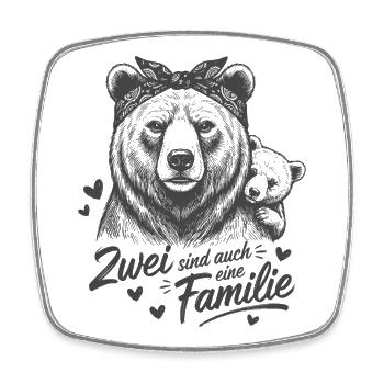 Maman Ours avec un enfant - Deux sont aussi une famille - Magnet carré - blanc - Devant
