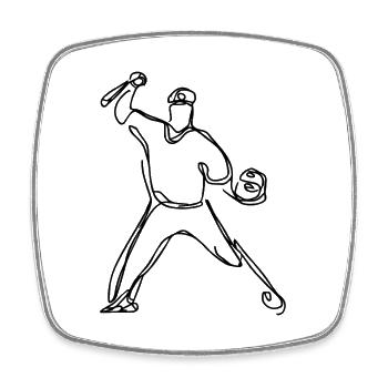 Baseballer Zeichnung - Viereckiger Kühlschrankmagnet - Weiß - Vorne