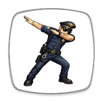 Dabbing Police Officer - Viereckiger Kühlschrankmagnet - Weiß - Vorne