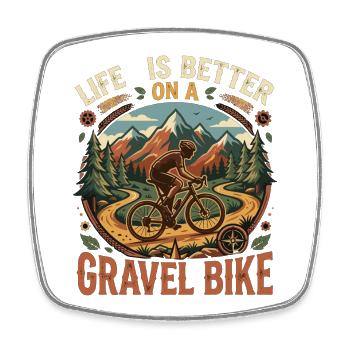 Aventure nature de gravel bike Life Is Better - Magnet carré - blanc - Devant