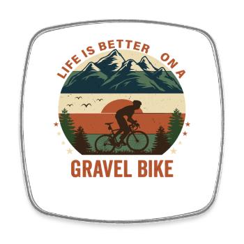 Life Is Better Gravel Bike Fahrrad Natur - Viereckiger Kühlschrankmagnet - Weiß - Vorne