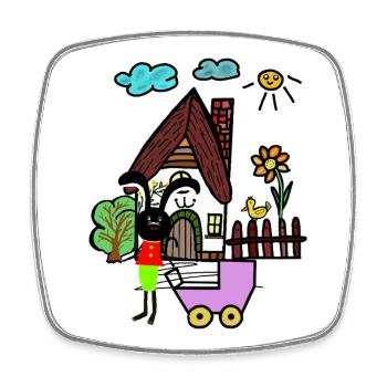 Bunnies Mom Baby Rabbit Kids - Square fridge magnet - white - Front