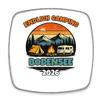 Endlich Camping Bodensee 2026 Camper Wohnmobil  - Viereckiger Kühlschrankmagnet - Weiß - Vorne