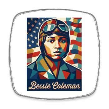 Bessie Coleman - Square fridge magnet - white - Front
