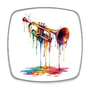 Trumpet mit tropfender Farbe - Viereckiger Kühlschrankmagnet - Weiß - Vorne
