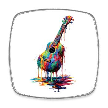 Ukulele mit tropfender Farbe - Viereckiger Kühlschrankmagnet - Weiß - Vorne