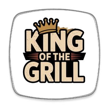 Roi du grill - parfait pour les maîtres du barbecue - Magnet carré - blanc - Devant