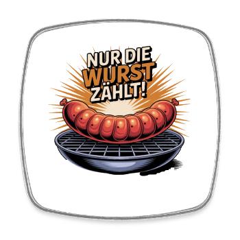  Nur Die Wurst Zählt Grillen BBQ Bratwurst Spruch - Viereckiger Kühlschrankmagnet - Weiß - Vorne