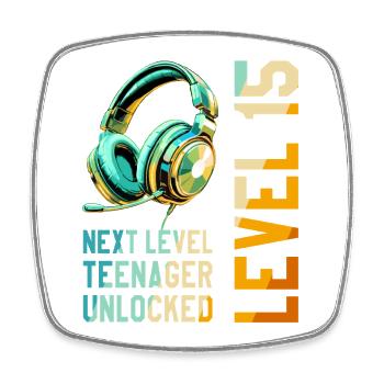 15. Geburtstag Junge Mädchen Teenager Level 15 - Viereckiger Kühlschrankmagnet - Weiß - Vorne
