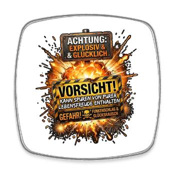 Explosiv Und Glücklich Pyro - Viereckiger Kühlschrankmagnet - Weiß - Vorne