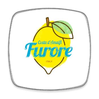 Furore Costa d’Amalfi, Citron, Italie, Côte Amalfitaine - Magnet carré - blanc - Devant