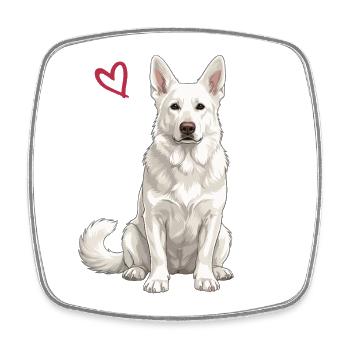 White German Shepherd, White Shepherd - Square fridge magnet - white - Front