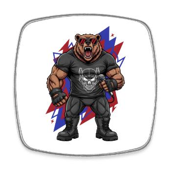 Heavy Metal Rocker Bear Chanteur Chant Rock Chant Rock - Magnet carré - blanc - Devant