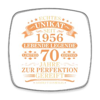 Unikat seit 1956 Jahrgang – 70. Geburtstag - Viereckiger Kühlschrankmagnet - Weiß - Vorne