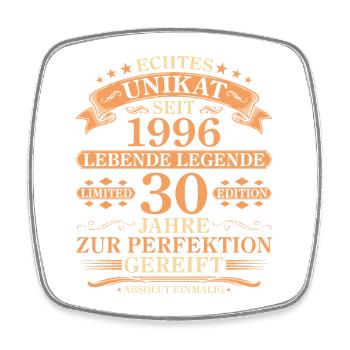 Unikat seit 1996 Jahrgang – 30. Geburtstag - Viereckiger Kühlschrankmagnet - Weiß - Vorne