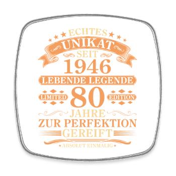 Unikat seit 1946 Jahrgang – 80. Geburtstag - Viereckiger Kühlschrankmagnet - Weiß - Vorne
