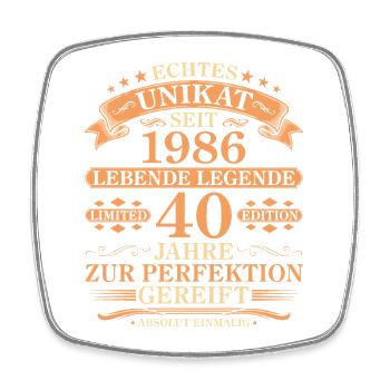 Unikat seit 1986 Jahrgang – 40. Geburtstag - Viereckiger Kühlschrankmagnet - Weiß - Vorne