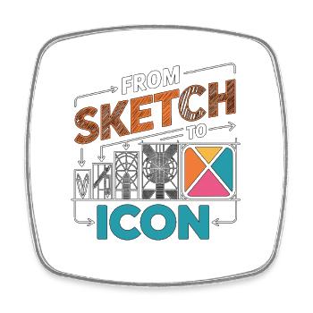 Designer de logos de Sketch à Designer graphique Icon - Magnet carré - blanc - Devant