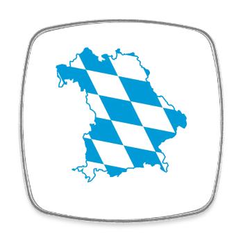 Carte de la Bavière avec motif de losanges bleu et blanc - Magnet carré - blanc - Devant
