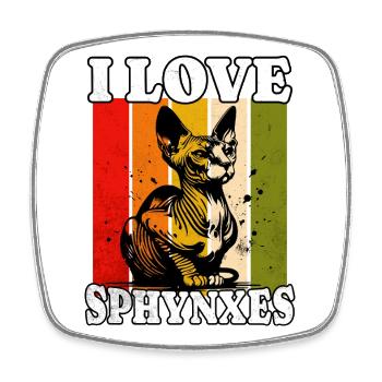 I Love Sphynx Cat - Viereckiger Kühlschrankmagnet - Weiß - Vorne