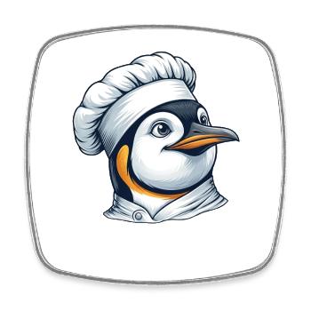 Happy Penguin Chef Chef Dessin Animé Cuisine - Magnet carré - blanc - Devant