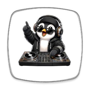 Cool Penguin DJ Music Techno Club Party - Magnet carré - blanc - Devant