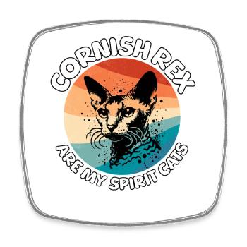 Funny Cornish Rex Cat Sayings - Square fridge magnet - white - Front
