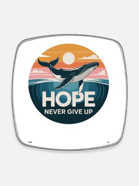 Hope/ Timmy the Whale in the Baltic Sea - Square fridge magnet - white