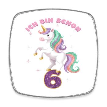 1. Geburtstag Einhorn Mädchen Ich bin schon 1 - Viereckiger Kühlschrankmagnet - Weiß - Vorne