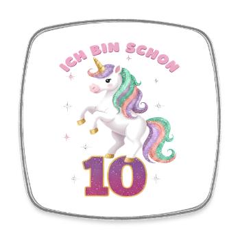 10. Geburtstag Einhorn Mädchen Ich bin schon 10 - Viereckiger Kühlschrankmagnet - Weiß - Vorne