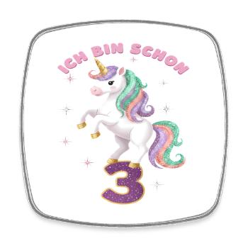 4. Geburtstag Einhorn Mädchen Ich bin schon 4 - Viereckiger Kühlschrankmagnet - Weiß - Vorne