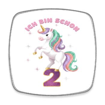 3. Geburtstag Einhorn Mädchen Ich bin schon 3 - Viereckiger Kühlschrankmagnet - Weiß - Vorne